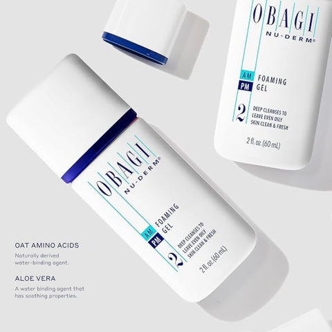 Obagi Nu-Derm Foaming Gel – 2 oz, Deep-Cleansing Facial Gel for Normal-Oily Skin