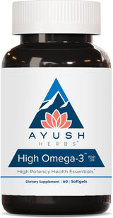 Ayush Herbs High Omega 3 – 60 Softgels | Supports Heart & Brain Health