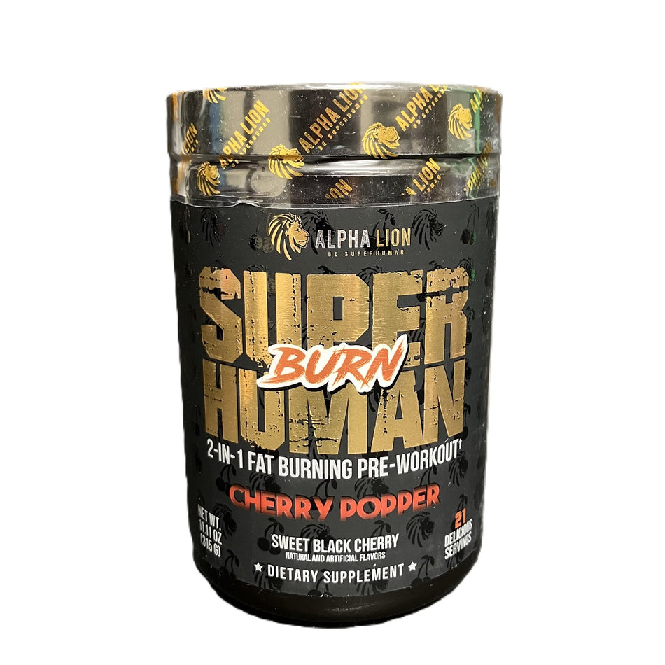 Alpha Lion Superhuman Burn 2 in 1 Metabolism Booster Pre Workout Fat Burner (21 Servings) Cherry Popper Appetite Suppressant