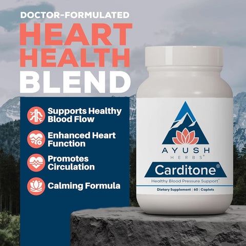 Ayush Herbs Carditone 60 Veg Caplets (2 Pack) | Supports Healthy Blood Pressure & Heart Health
