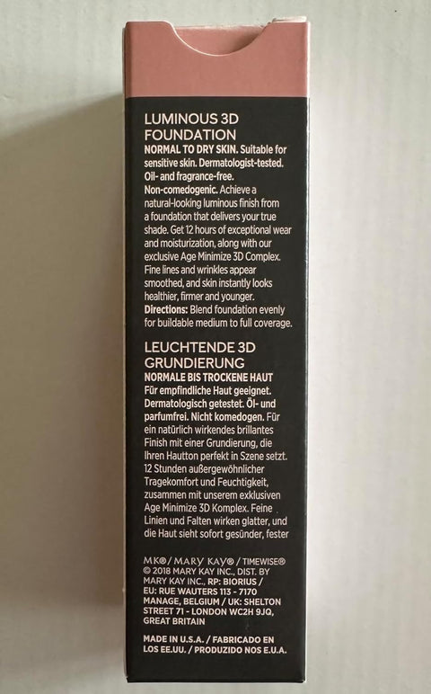 Mary Kay Time Wise Luminous 3D Foundation Ivory C100 1 Oz