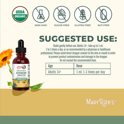 MaryRuth Organics Respiratory Health Drops – 1 fl oz | Herbal Lung & Immune Support