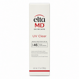 EltaMD UV Clear Broad Spectrum SPF 46 Face Sunscreen, 3.7 oz (106 g), untinted facial sunscreen with niacinamide and zinc oxide, shown in original retail packaging on a white background.