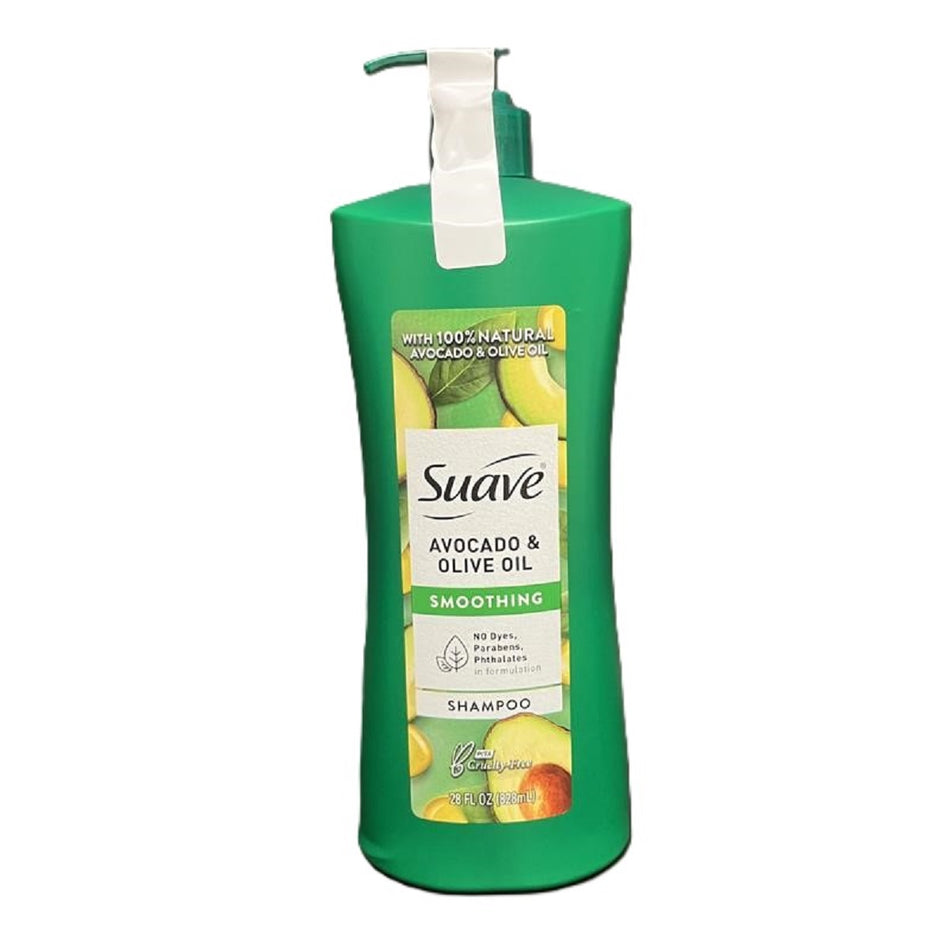 Suave Professionals Smoothing Shampoo, Avocado & Olive Oil with Pump, 28 fl oz