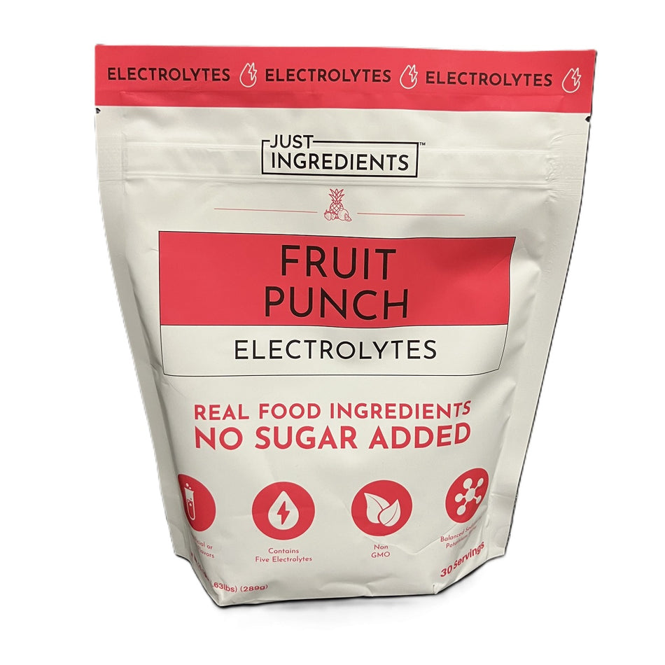 Just Ingredients Fruit Punch Electrolytes 30 Serving Hydration Drink Mix with Coconut Water Essential Minerals and Real Fruit Flavors Sweetened with Monk Fruit and Stevia