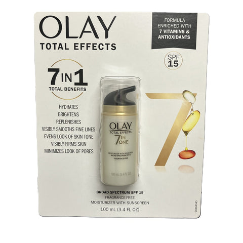 OLAY Total Effects 7-in-1 SPF 15 Moisturizer, Fragrance Free, 3.4 Fluid Ounce