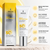 IMAGE Skincare Daily Prevention Ultra Defense Moisturizer SPF 50, 2.6 oz, with broad-spectrum UVA/UVB protection, daily hydration, and 80-minute water resistance.