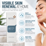 NEOVA Intensive Retinol Spray 100ml with AHA and BHA displayed alongside its packaging on a luxury marble bathroom vanity with white towels and natural greenery.