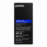 Pavise Dynamic Age Defense SPF 30 Refill 30ml mineral sunscreen in original black packaging, featuring broad-spectrum SPF 30 and PA++++ protection.