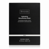Revision Skincare Hydrating Biocellulose Mask, pack of 6 facial sheet masks, 25 mL each, in original black packaging on a white background.
