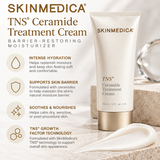 SkinMedica TNS Ceramide Treatment Cream 2 oz facial moisturizer featuring ceramides and TNS growth factor technology to support hydration, skin barrier function, and moisture balance.