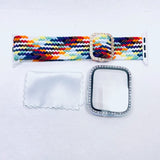 Braided Nylon Band - Colorful / Bling Watch Case - Clear Colorful Strap for Apple Watch - 44mm