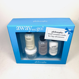 Philosophy away we go set (2oz purity made simple cleanser, 2oz amazing grace shower gel, 2oz amazing grace body lotion, 1oz renewed hope in a jar)